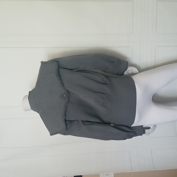 BDG Urban Outfitters SZ Small Jacket Gray Green Distressed Zip Up Utility Moto - Picture 6 of 14